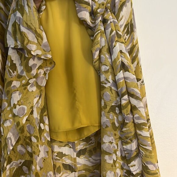 ALL SAINTS Slvina Hi-Low Skirt with mini skirt liner Yellow Pattern Size 0 NWT - Picture 9 of 10